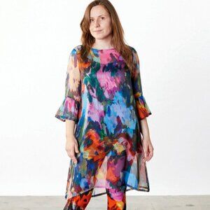 Bryn Walker Phryne Dress in Paletta Print Sheer Silk Small